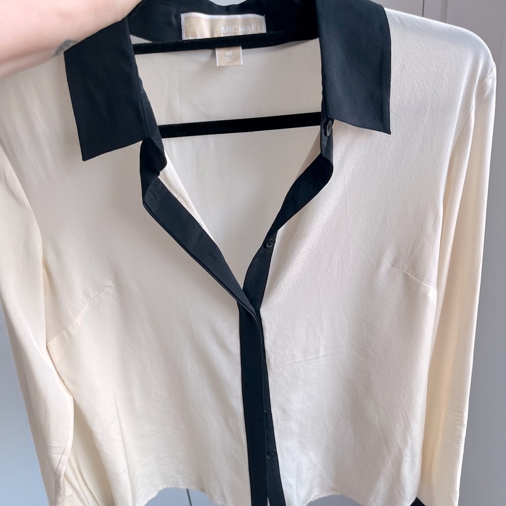 Chic MK Ivory Blouse with Black Accent
